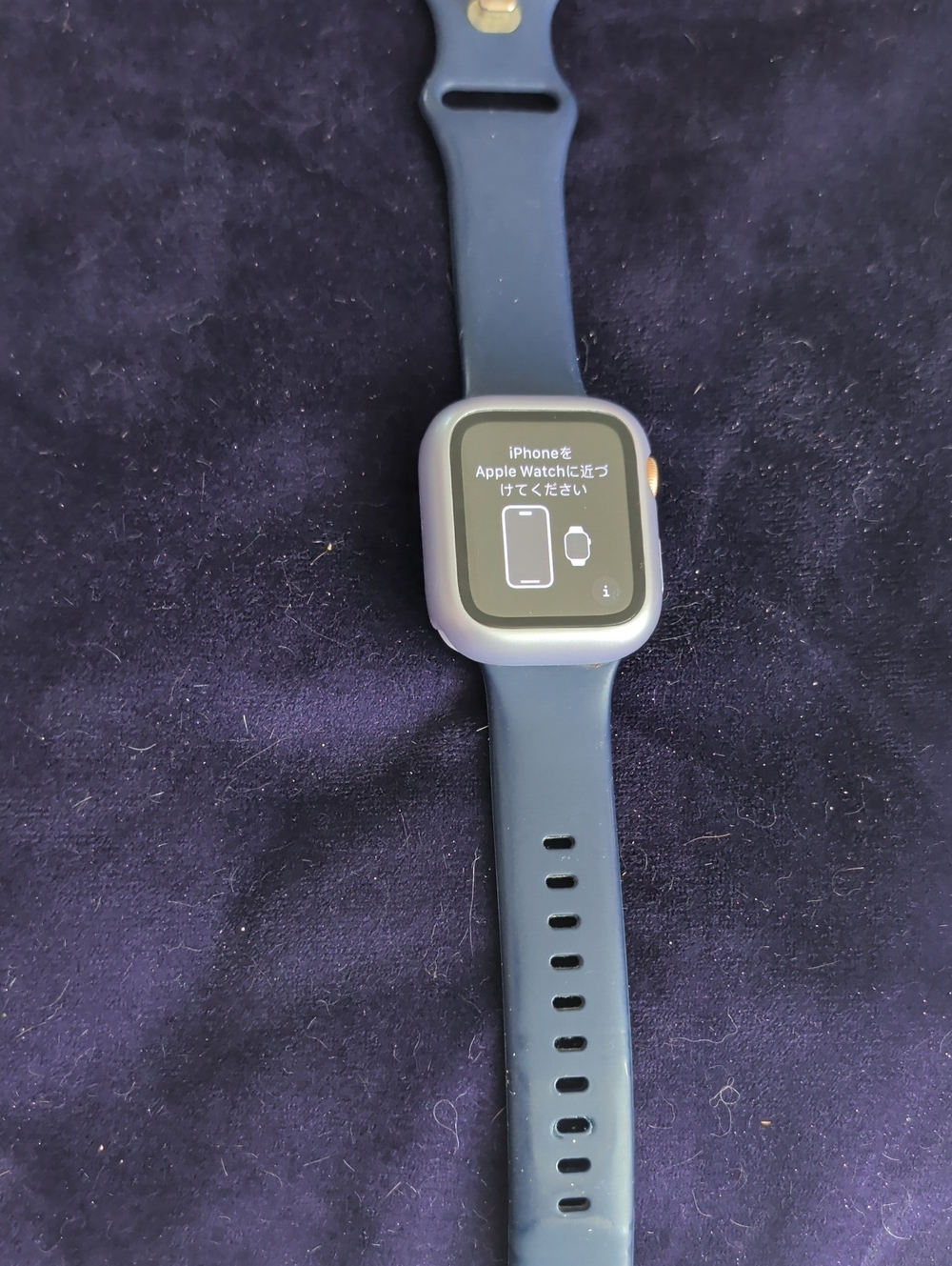 Apple Watch SE Silver Aluminum Case with Navy Blue Sport Band